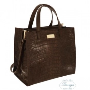 BORSA A MANO CAMOMILLA CROCCO MARRON TRACOLLA 35x34x16 (Cod. 53196)