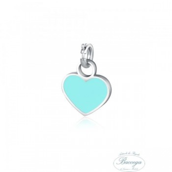 Mini charm cuore con smalto azzu in acciaio ipoallergenico corredato di mosche (Cod. 13CH208)