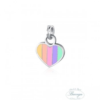 Mini charm cuore con smalto multicolore in acciaio ipoallergenico corredato d (Cod. 13CH210)