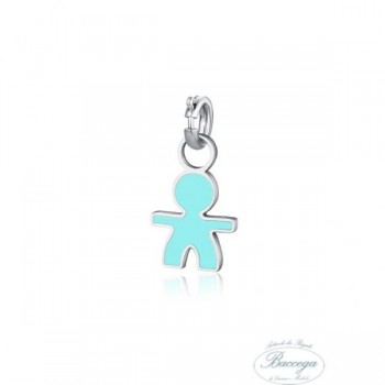 Mini charm bimbo con smalto azzurro in acciaio ipoallergenico corredato di mos (Cod. 13CH206)