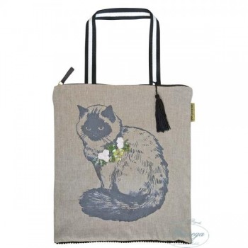 BORSA STOFFA GATTO CON ZIP 40X45 Cm (Cod. 240966)